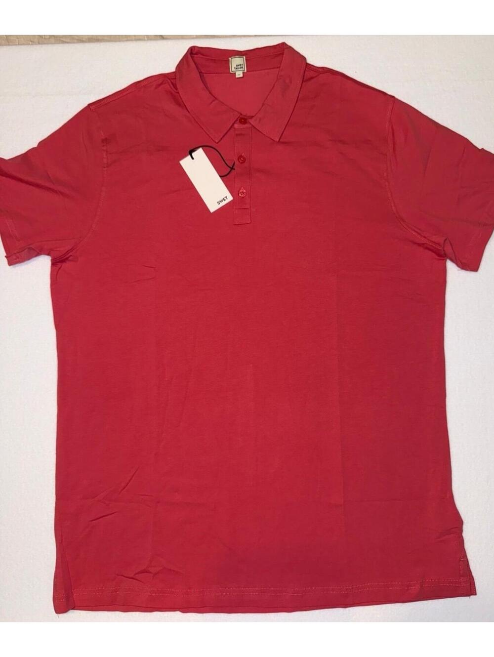 Swet Tailor Polo Shirt Mens XXL NWT Dark Melon Coral Stretch Cotton Short Sleeve